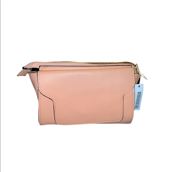 H&M blush makeup bag/ clutch zipper pocket and snap pocket NWT - Picture 2 of 9